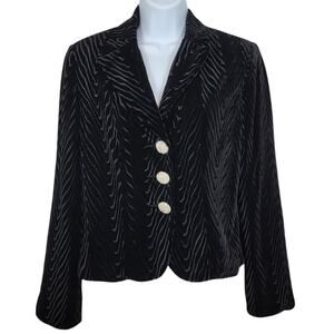 Mercedes New York Velvet Rhinestone Button Blazer - Size 4